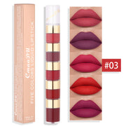 Waterproof 5 Color Matte Lip Gloss with Bamboo Joint