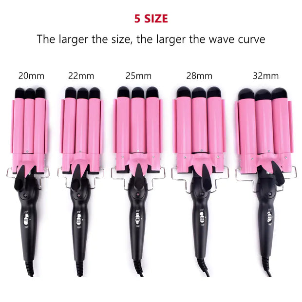 Three Barrel Electric Curling Iron